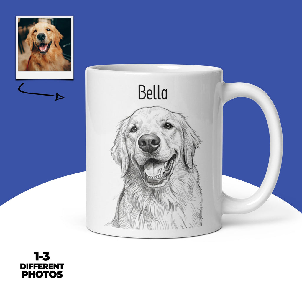 Custom Dog Sketch Portrait Mug With Name