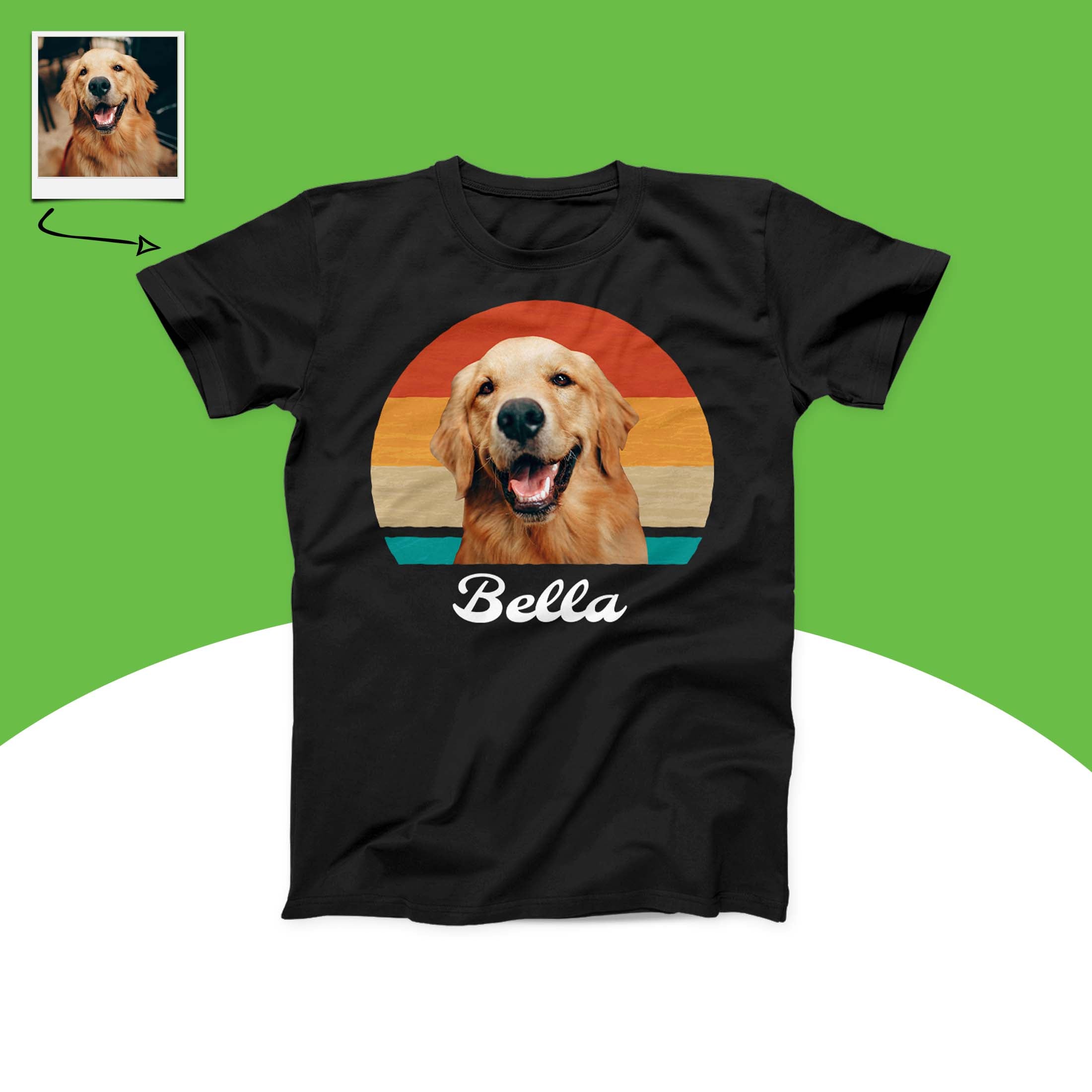 Custom Dog Vintage Retro Photo T-Shirt Main image