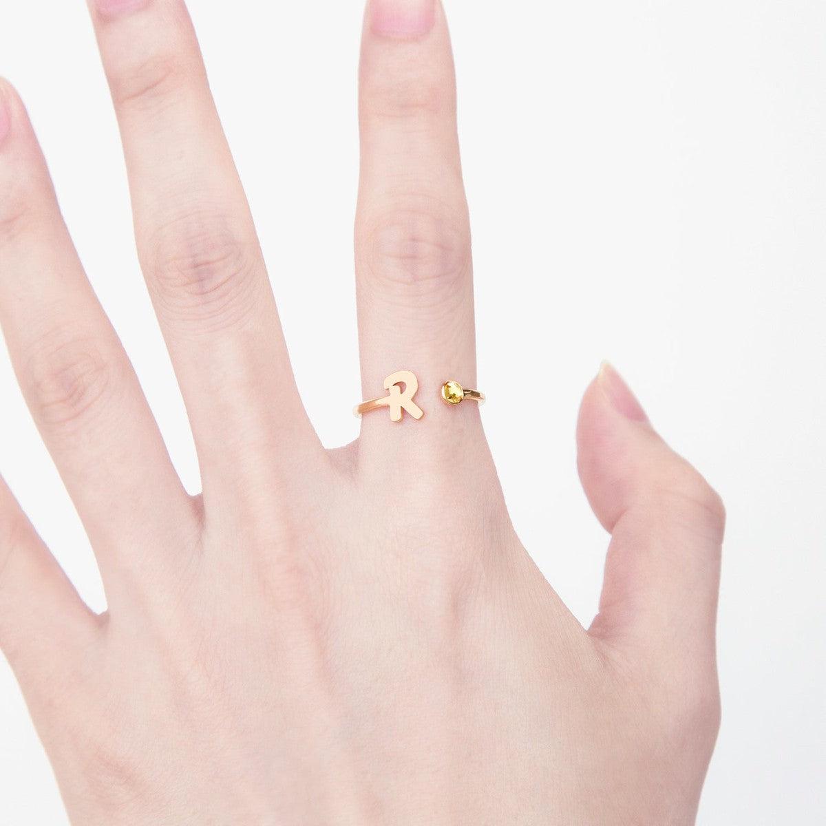 Custom Engraved Letter Ring