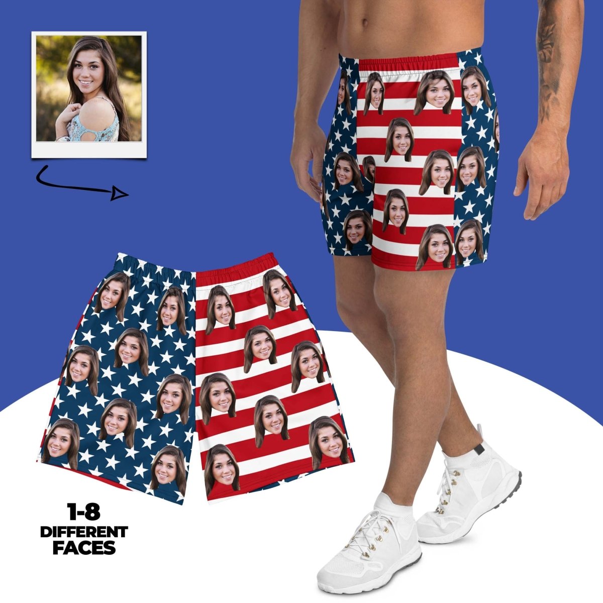 Custom Face American Flag Shorts Main image