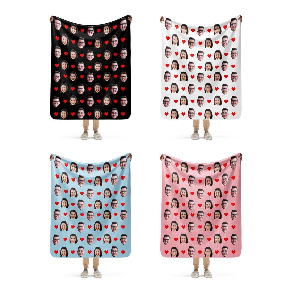 Custom Face Blanket With Hearts