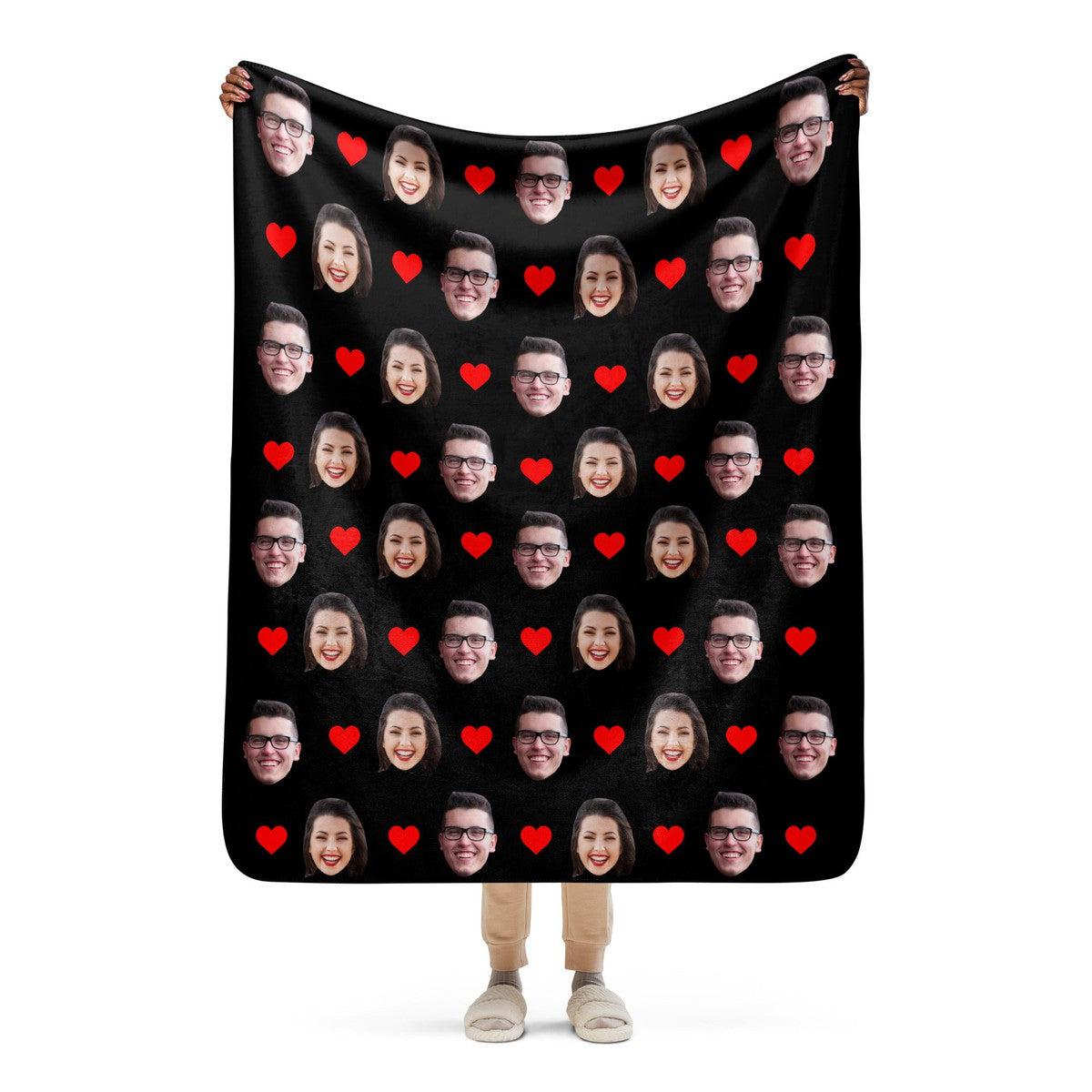 Custom Face Hearts Personalised Blanket