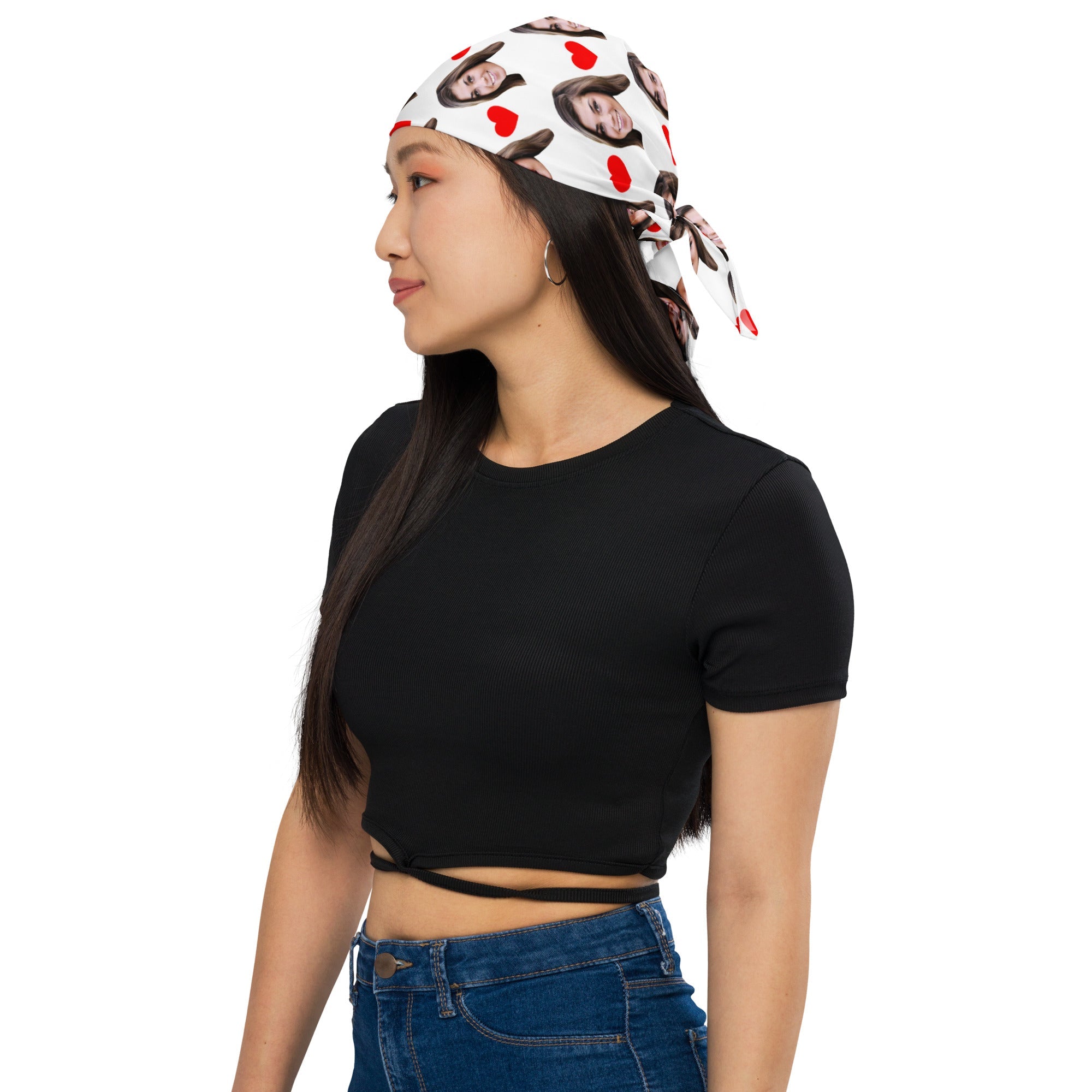 Custom Face Bandana With Hearts