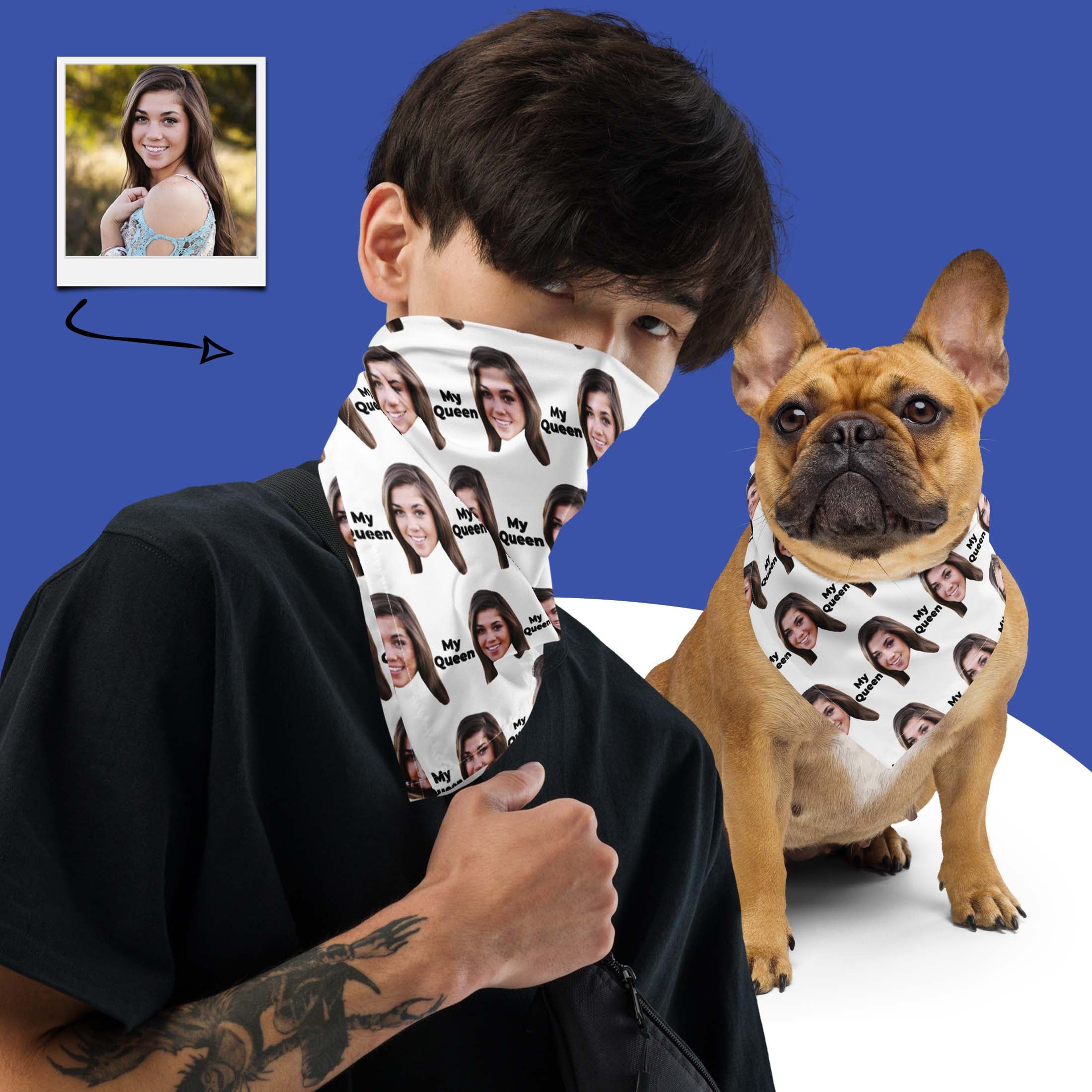 Custom Face Bandana With Text Main image