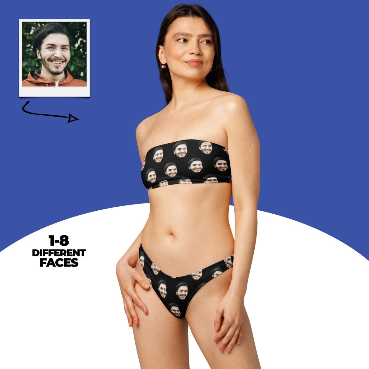 Custom Face Bandeau Bikini Personalized Swimwear