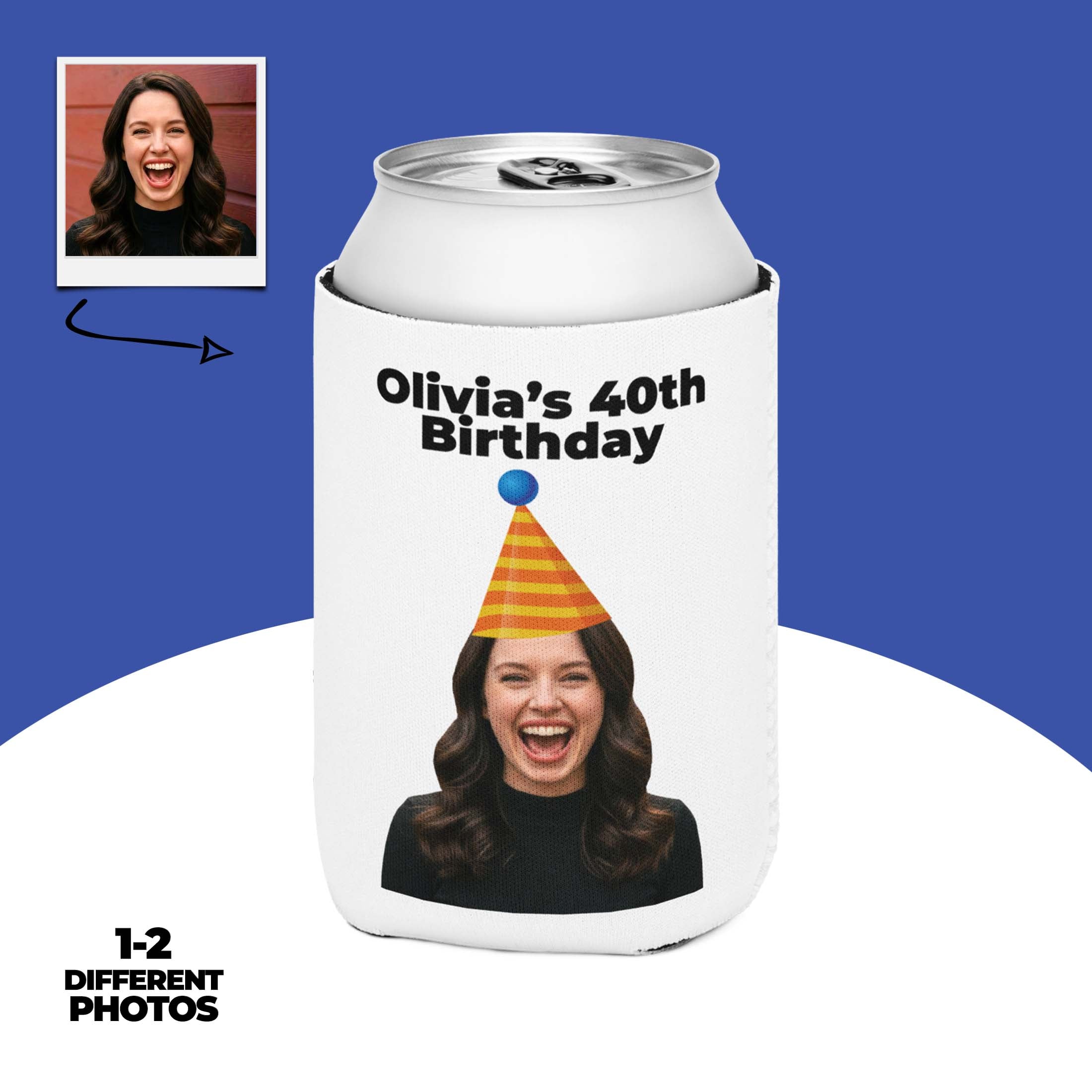 Custom Face Birthday Hat Can Cooler