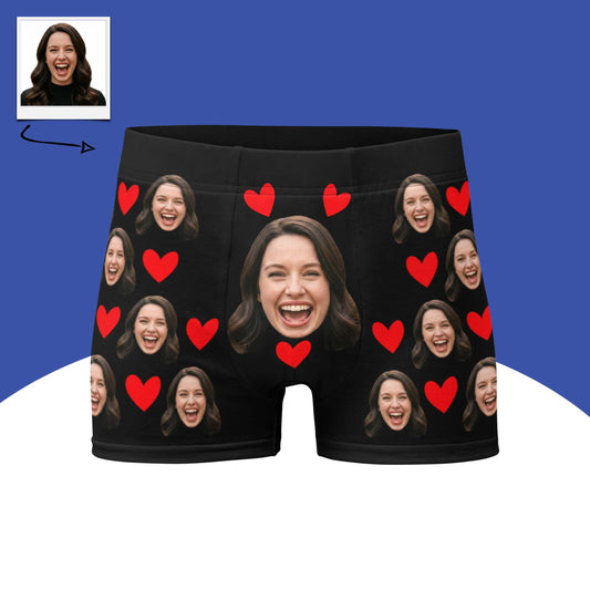 Custom Face Boxers With Hearts