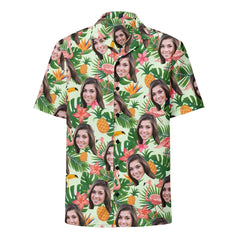 Custom Face Hawaiian Shirt Flamingo Jungle Print