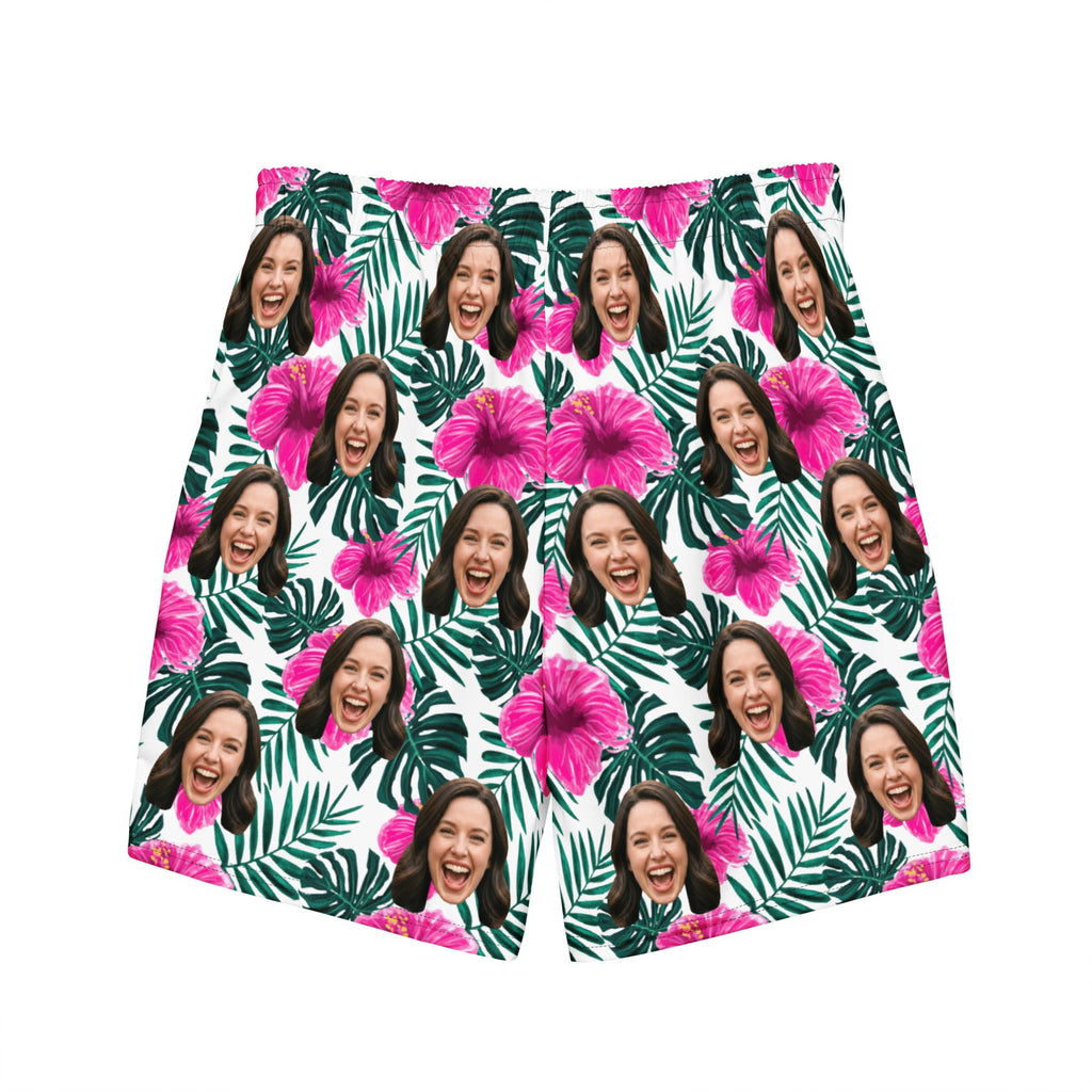 Custom Face Hibiscus Flower Swim Trunks