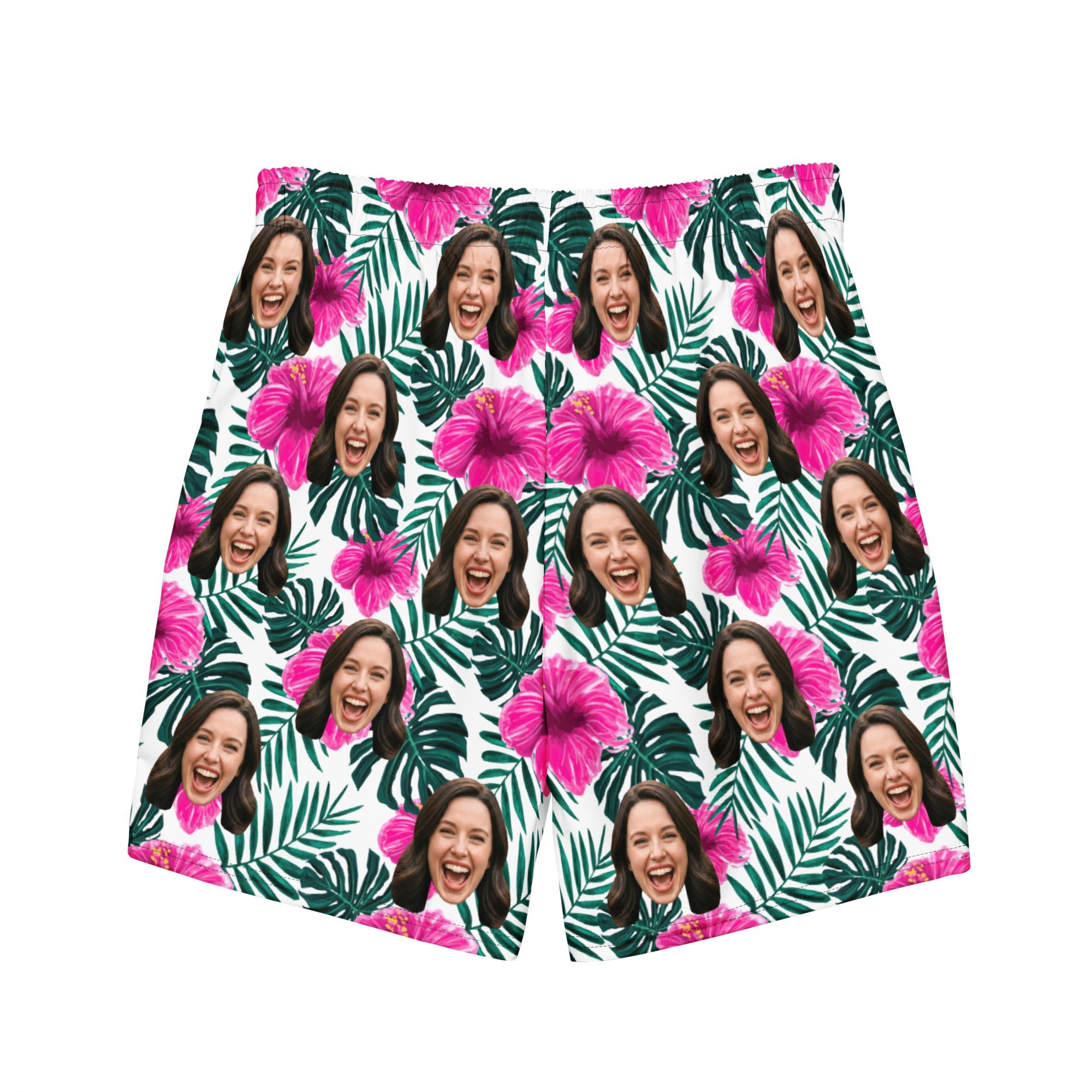 Custom Face Hibiscus Flower Swim Trunks