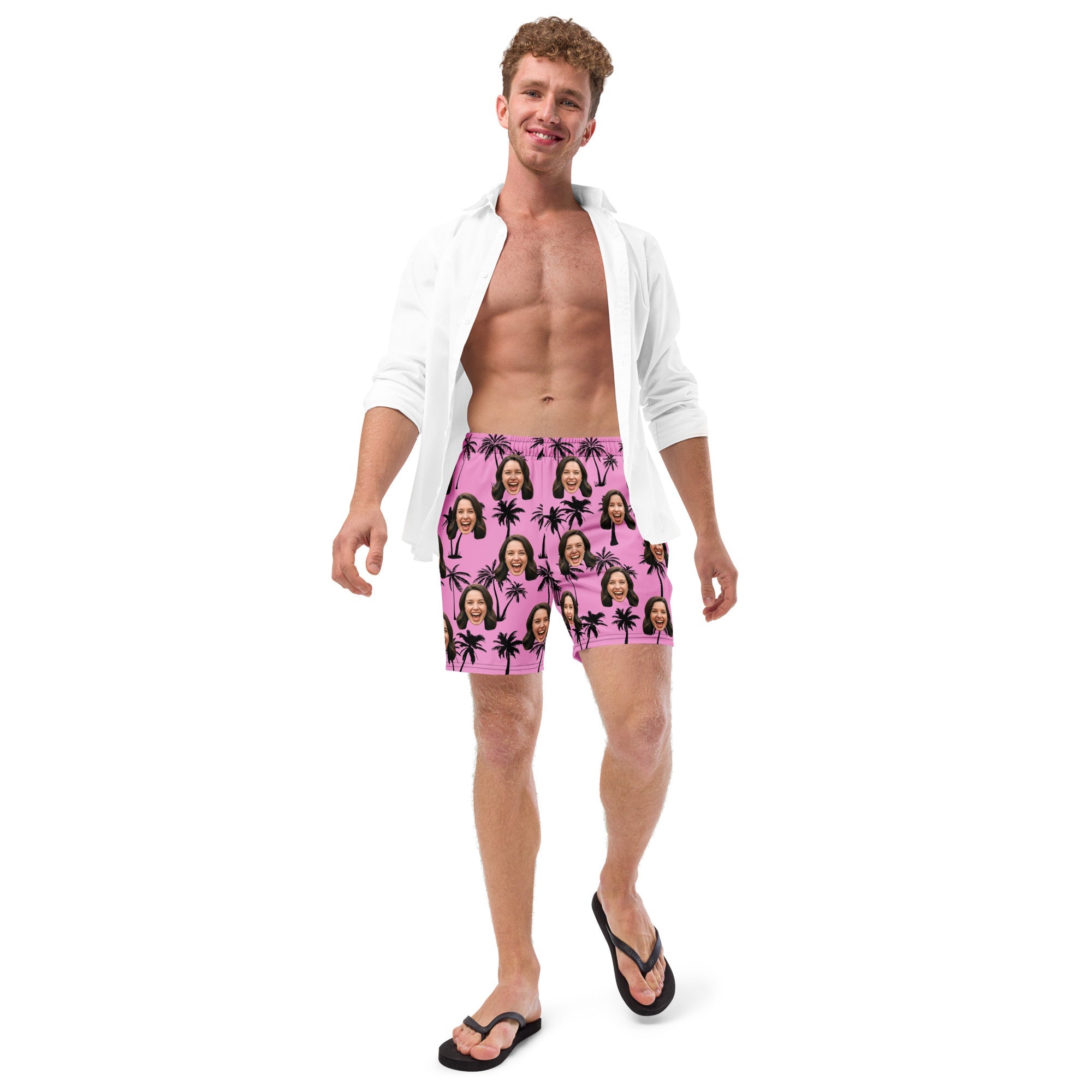 Custom Face Palm Tree Swim Trunks