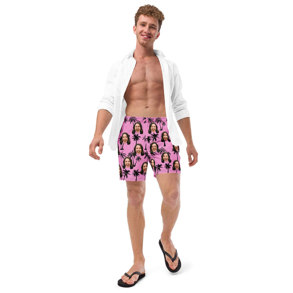 Custom Face Palm Tree Swim Trunks