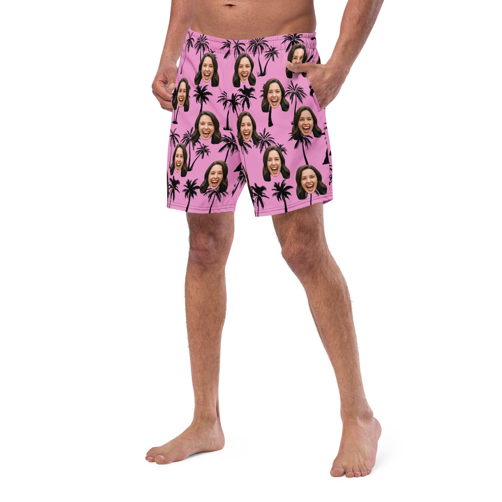 Custom Face Palm Tree Swim Trunks