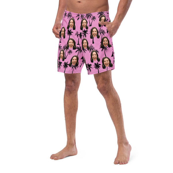 Custom Face Palm Tree Swim Trunks