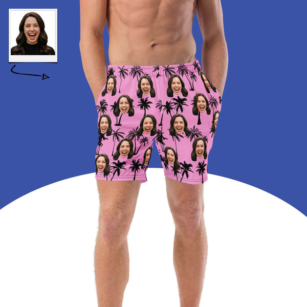 Custom Face Palm Tree Swim Trunks