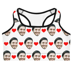 Custom Face Sports Bra With Hearts