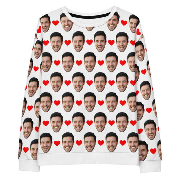 Custom Face Sweatshirt With Hearts