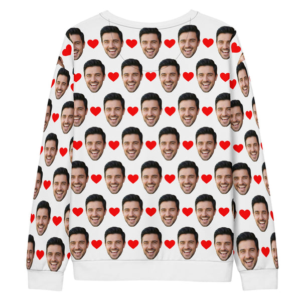 Custom Face Sweatshirt With Hearts