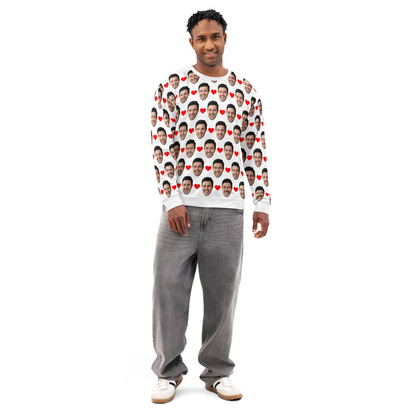 Custom Face Sweatshirt With Hearts