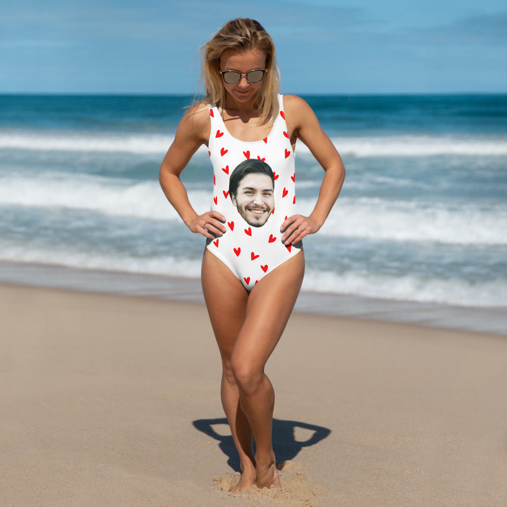 Custom Face Swimsuit With Hearts
