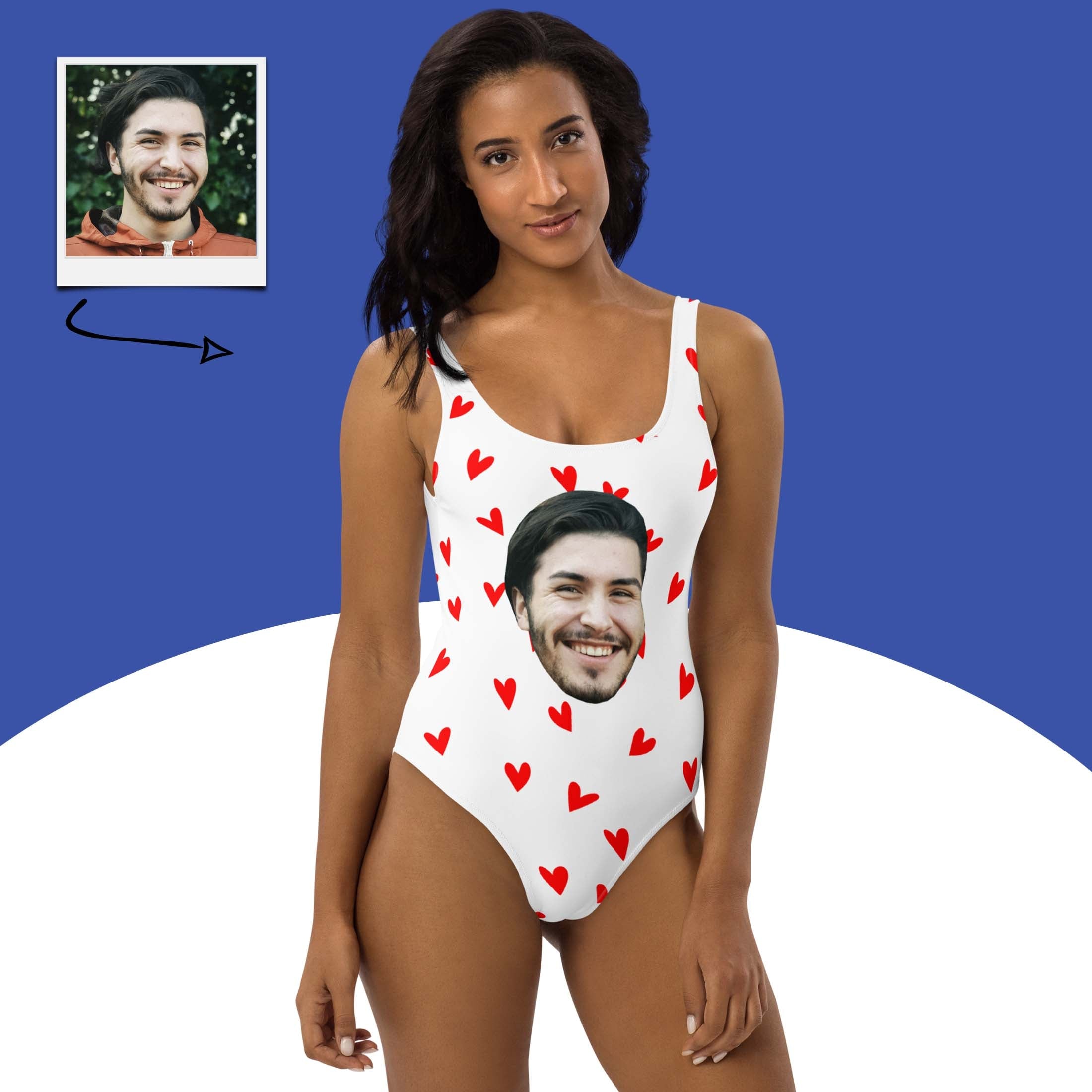 Custom Face Swimsuit With Hearts