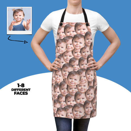 Custom Baby Faces Apron Personalized Photo Kitchen Apron Parents