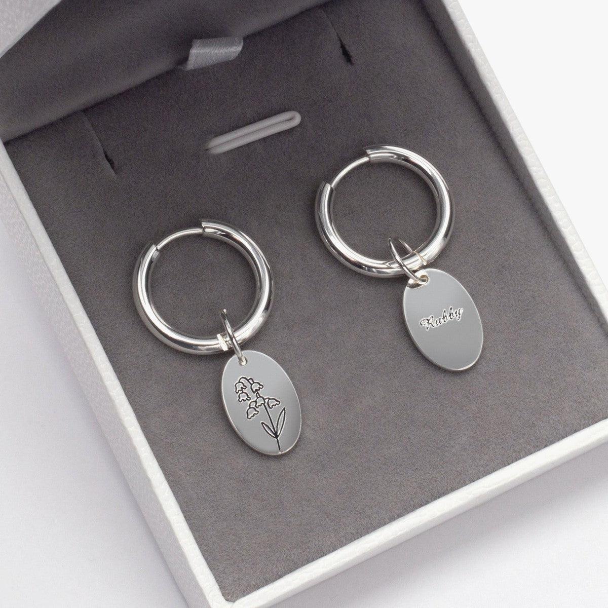 Custom Floral Signet Earrings Secondary image