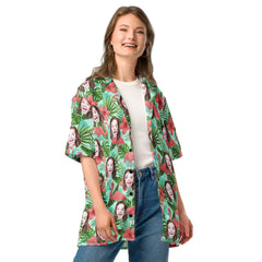 Custom Hawaiian Shirt Flamingo Flowers And Leaves All Over Print Faces Shirt
