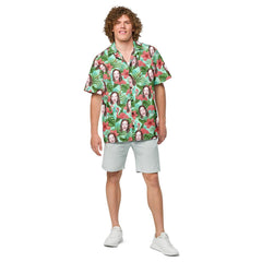 Custom Hawaiian Shirt Flamingo Flowers And Leaves All Over Print Faces Shirt