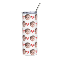 Custom Kid Face Tumbler With Hearts