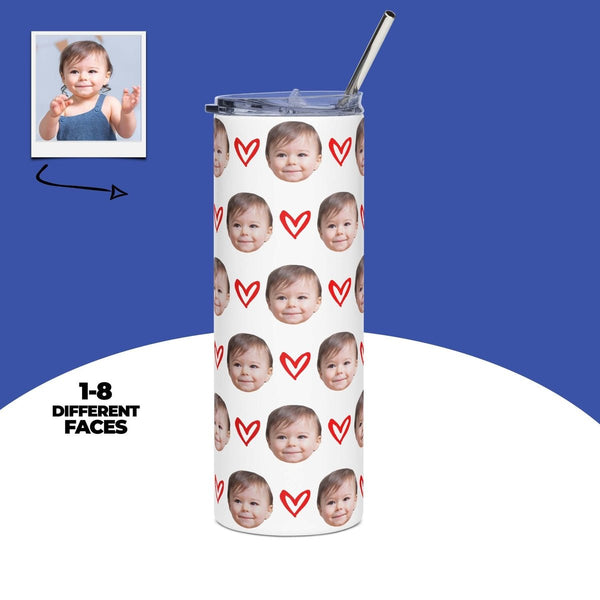 Custom Kid Face Tumbler With Hearts