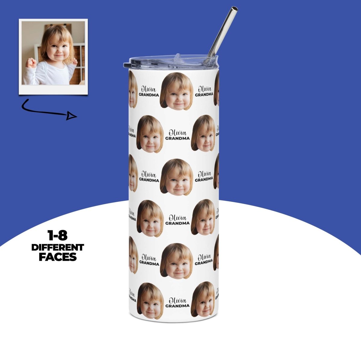 Custom Kid Face Tumbler With Text Main image
