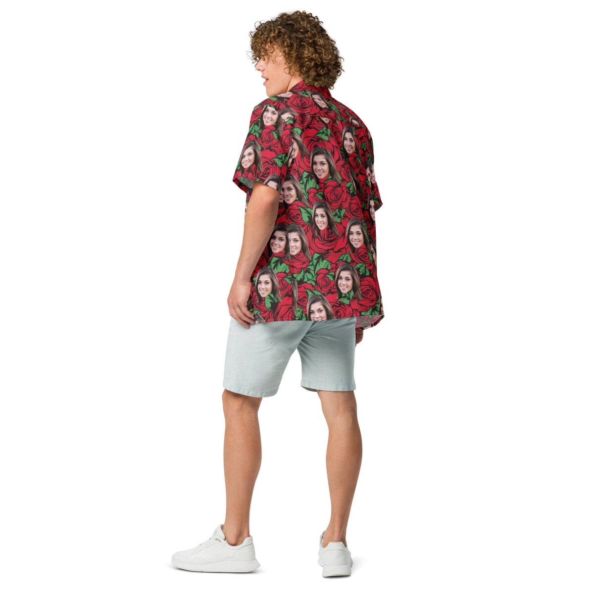 Custom Photo Hawaiian Shirt Red Roses Print Secondary image