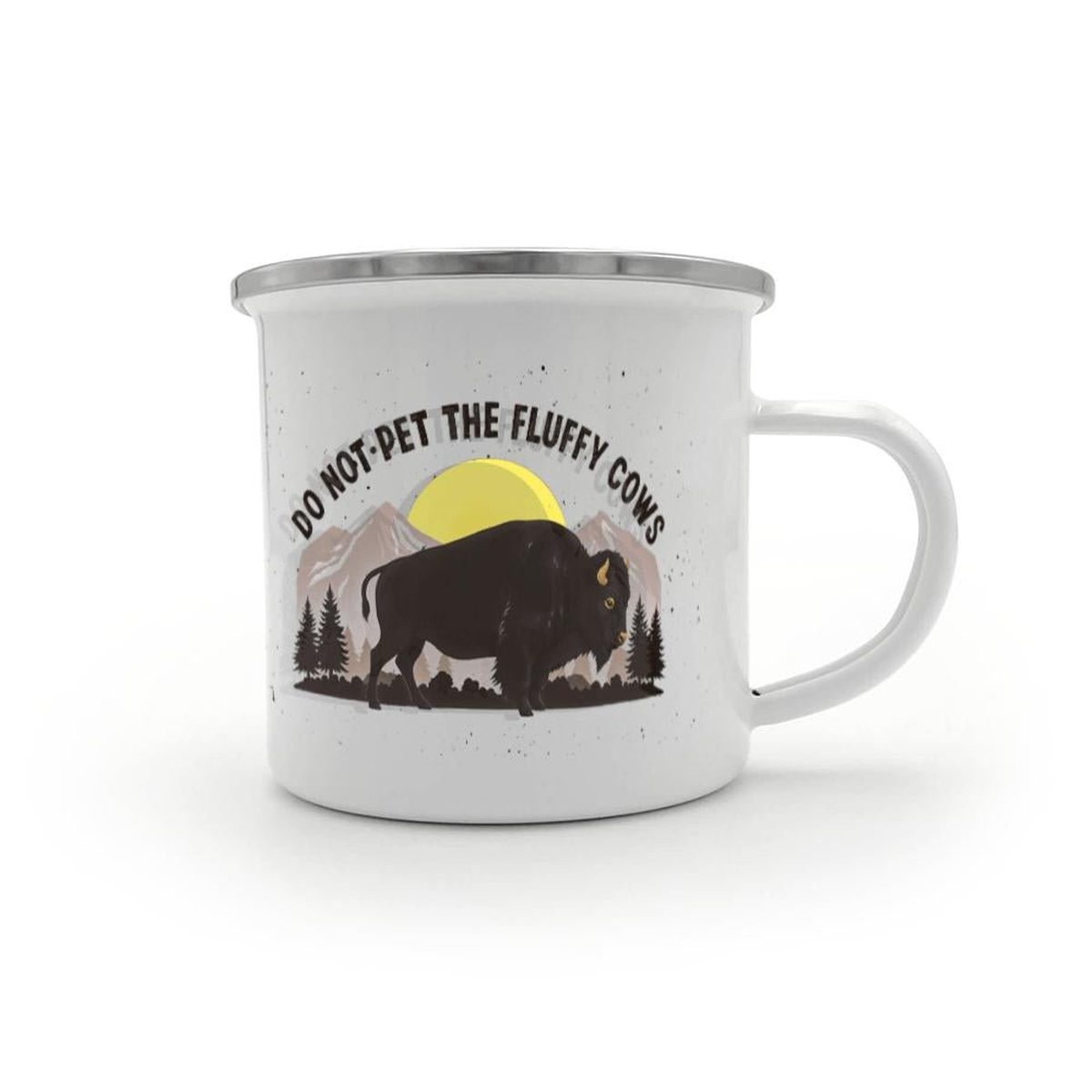 Enamel Camping Mug Do Not Pet The Fluffy Cows Main image