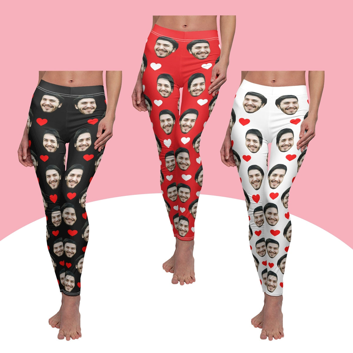 Custom Face Leggings With Hearts Secondary image