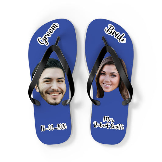 Groom Bride Photo Flip Flops
