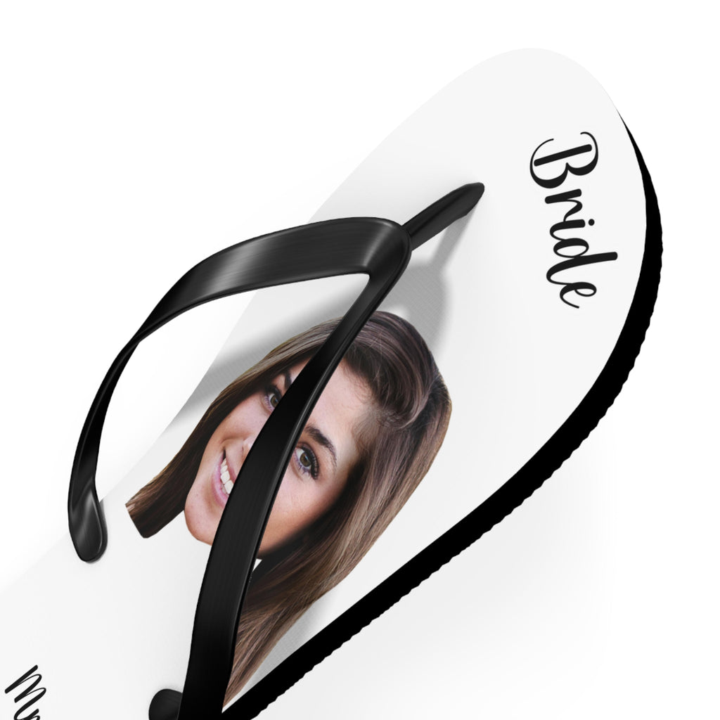 Groom Bride Photo Flip Flops