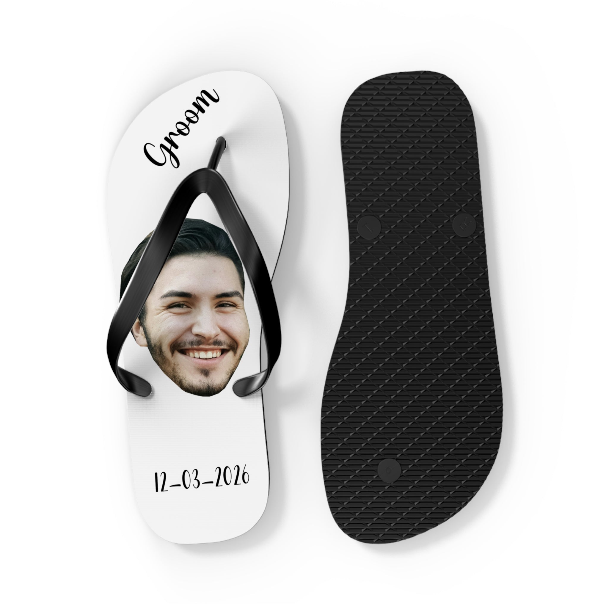 Groom Bride Photo Flip Flops