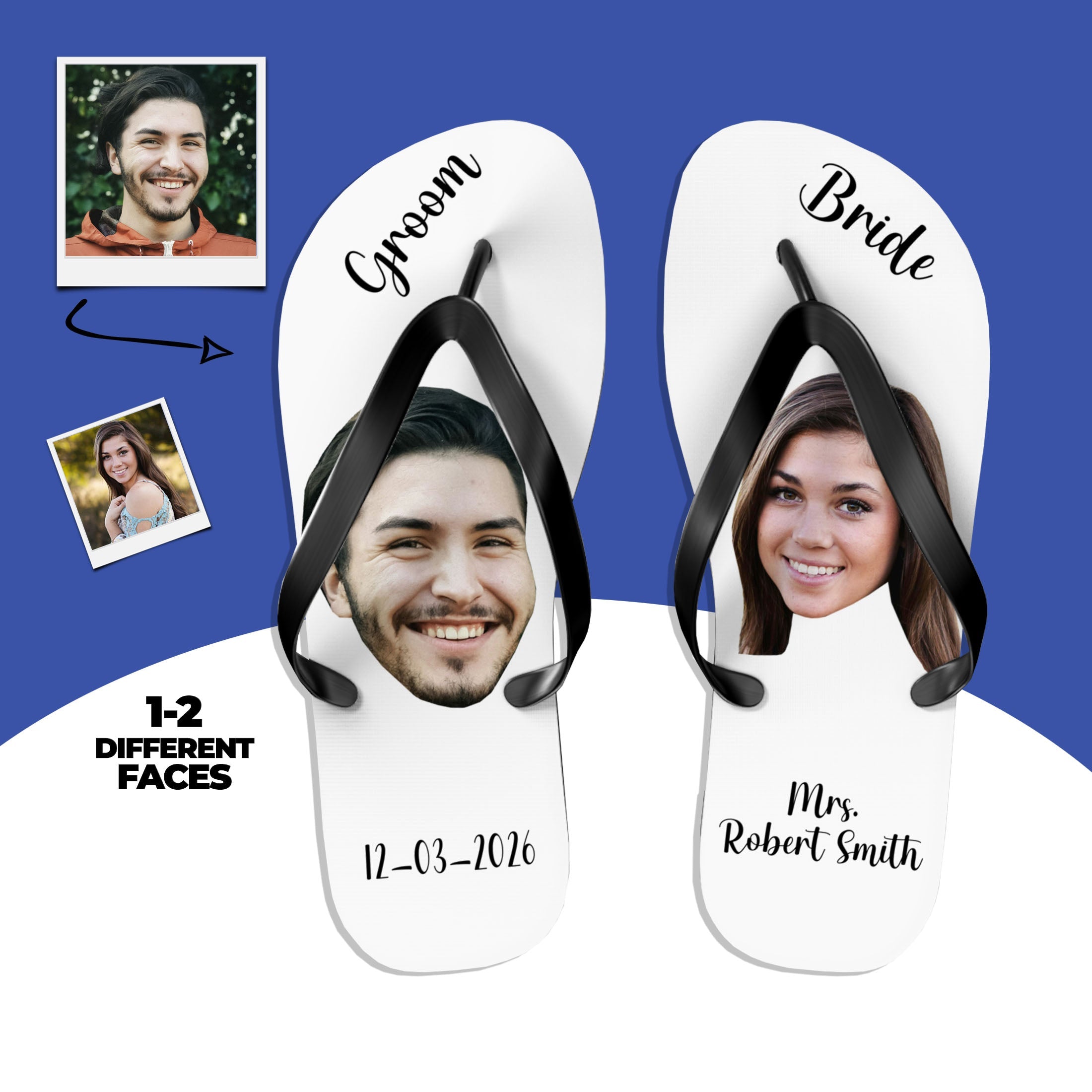 Groom Bride Photo Flip Flops Main image