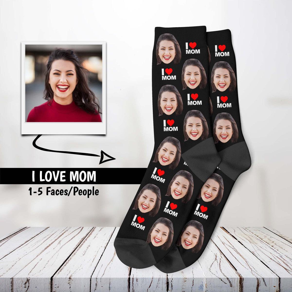 I Love Mom Face Socks Main image