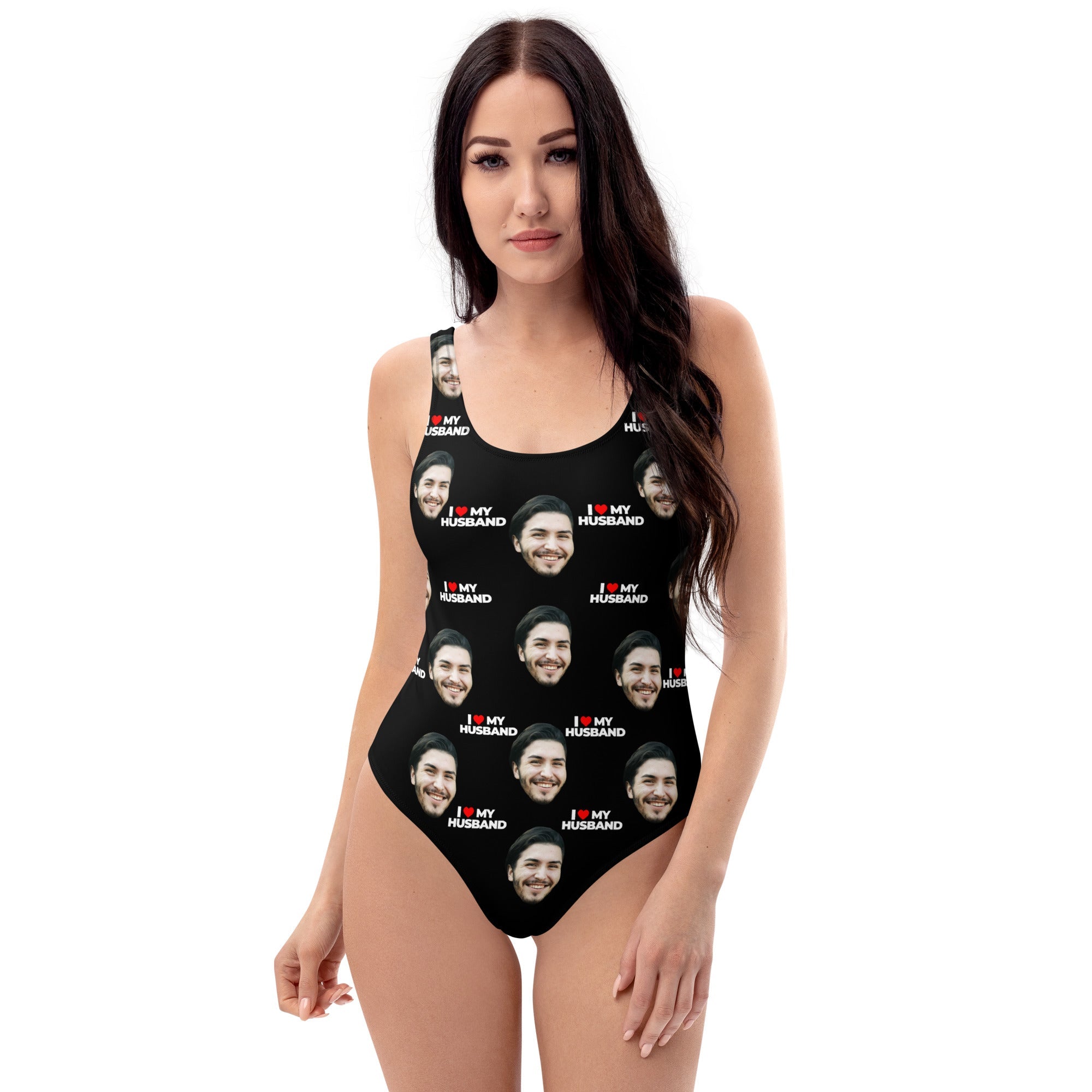 I Love My Husband Personalized Face Swimsuit