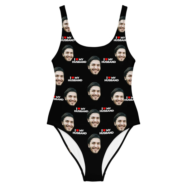 I Love My Husband Personalized Face Swimsuit
