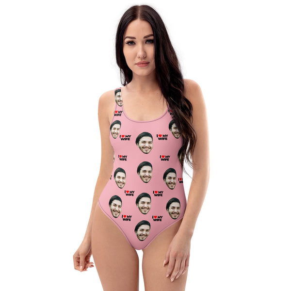 I Love My Wife Custom Face Swimsuit