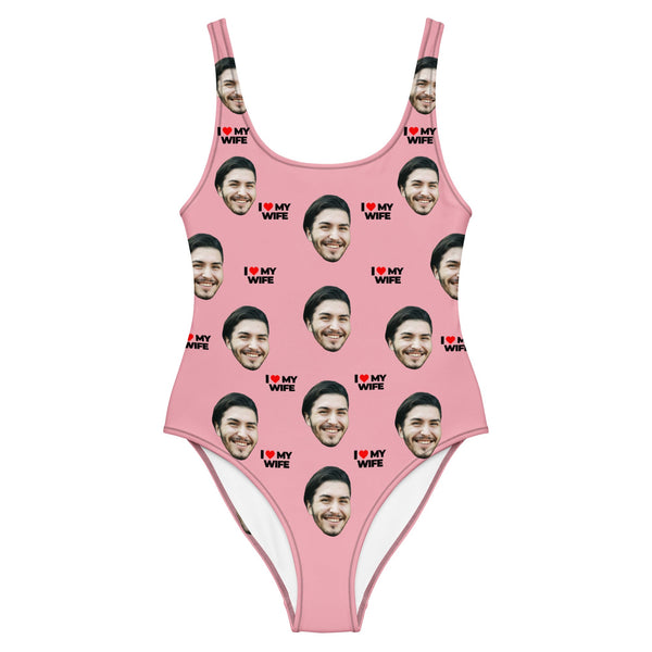 I Love My Wife Custom Face Swimsuit