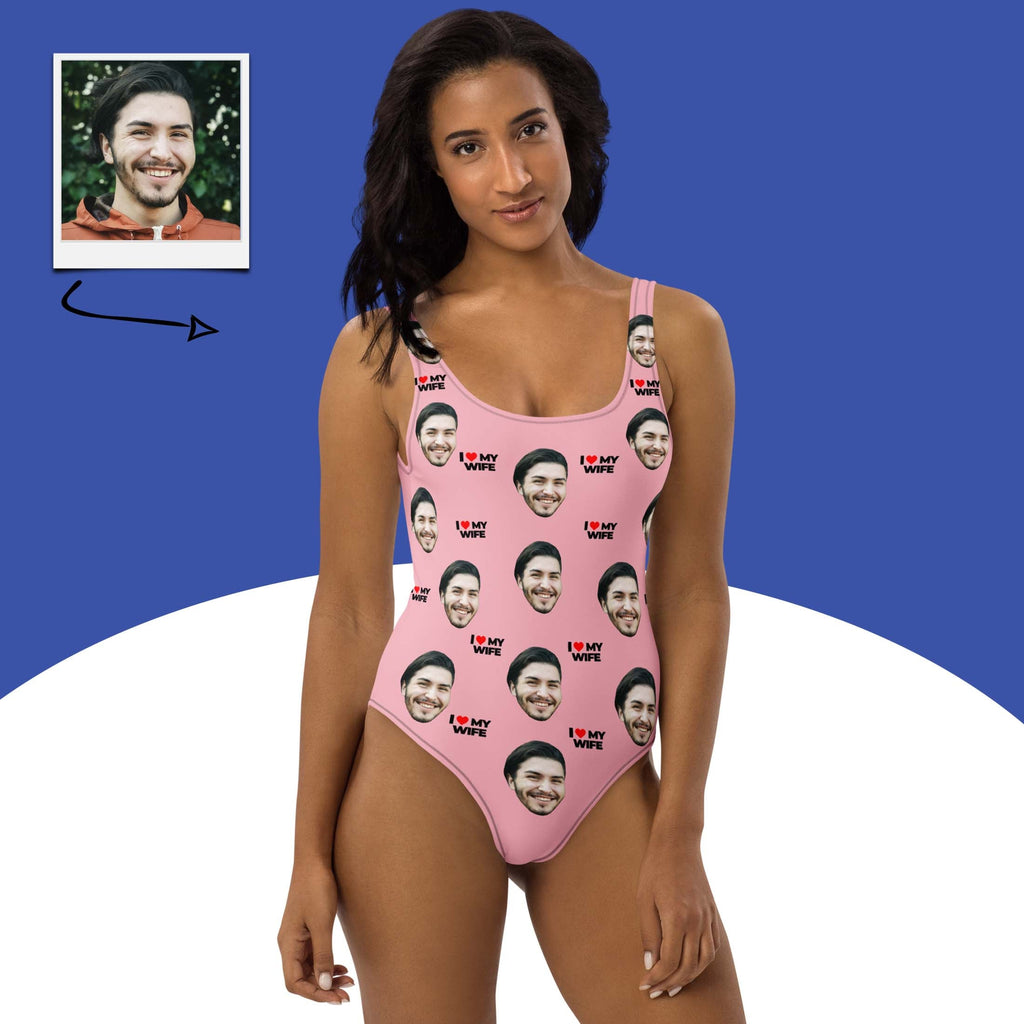 I Love My Wife Custom Face Swimsuit