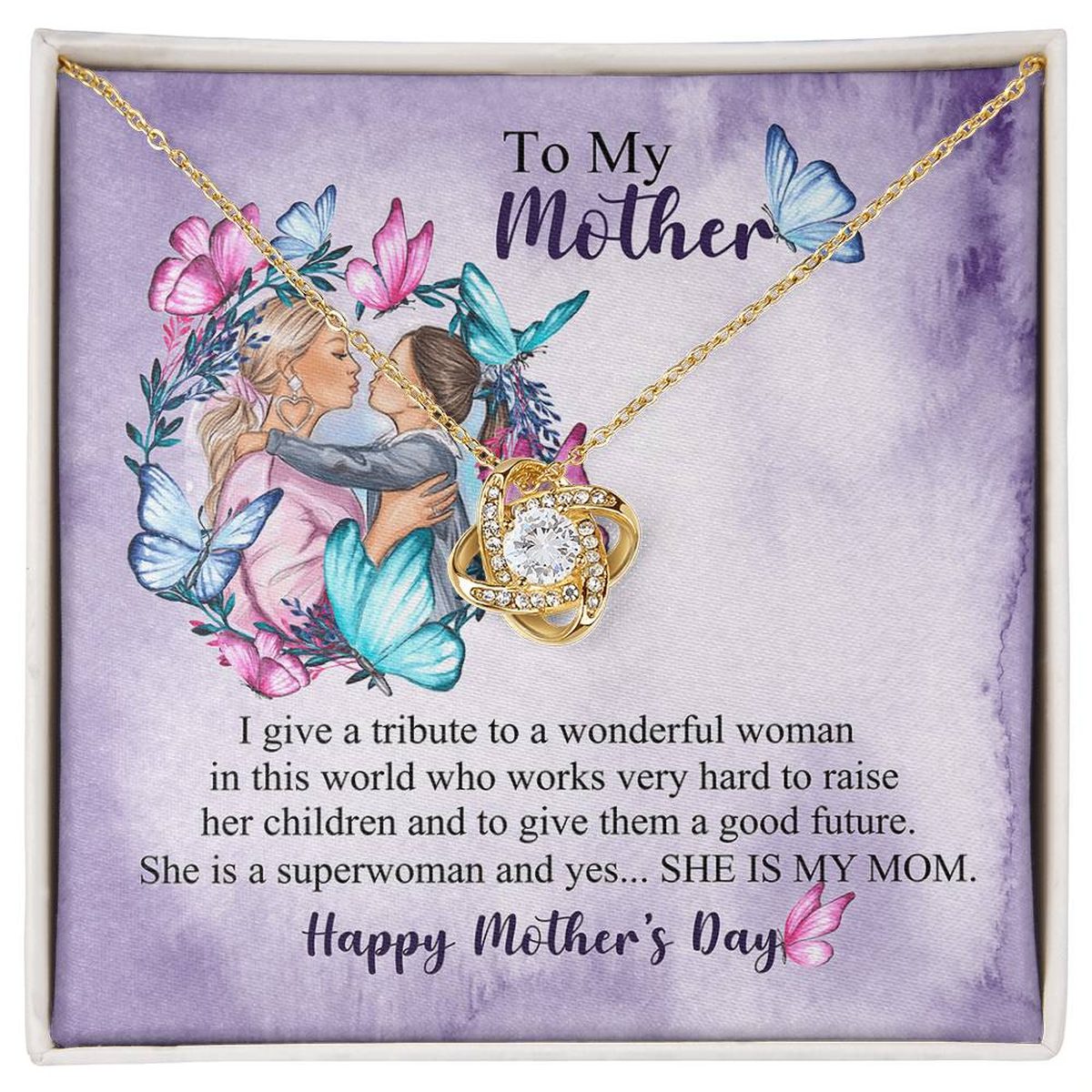 Love Knot Necklace Superwoman Mom Gift