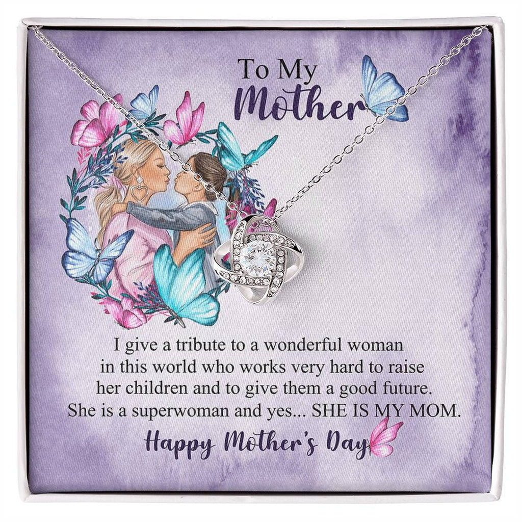 Love Knot Necklace Superwoman Mom Gift
