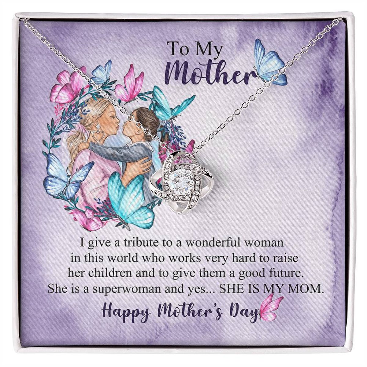 Love Knot Necklace Superwoman Mom Gift