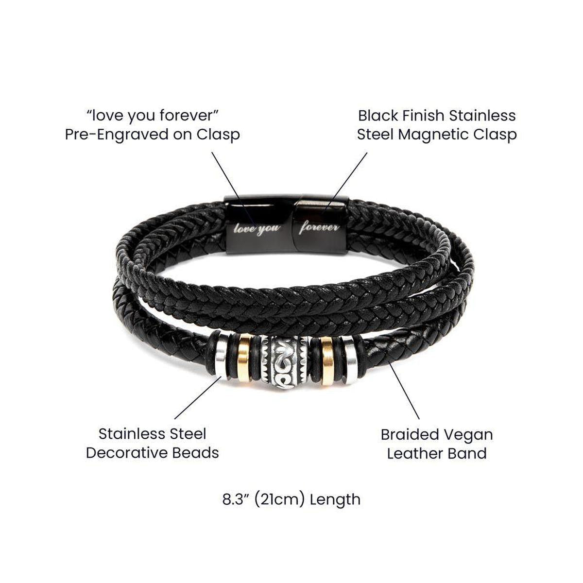 Dad Heartfelt Message Leather Bracelet