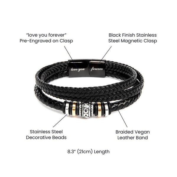 Dad Heartfelt Message Leather Bracelet